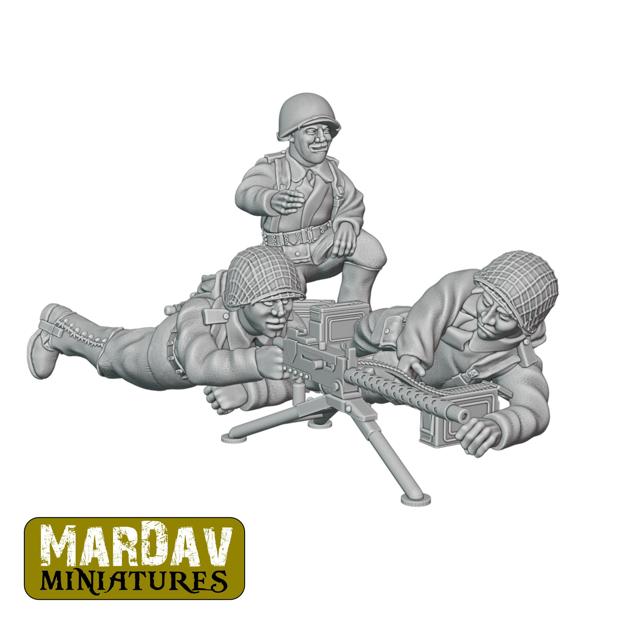 Army .30 cal Browning M1919 MMG Team - firing (US)